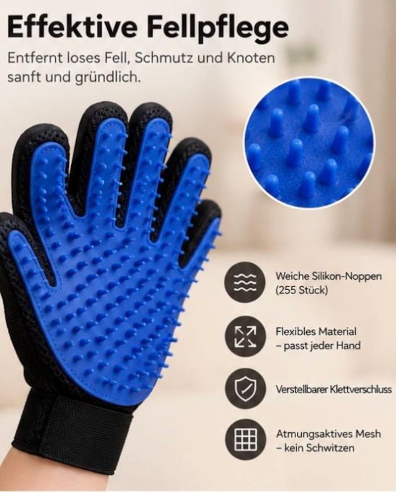 NEXORA Fellpflege-Handschuh für Katzen und Hunde – Bild 2